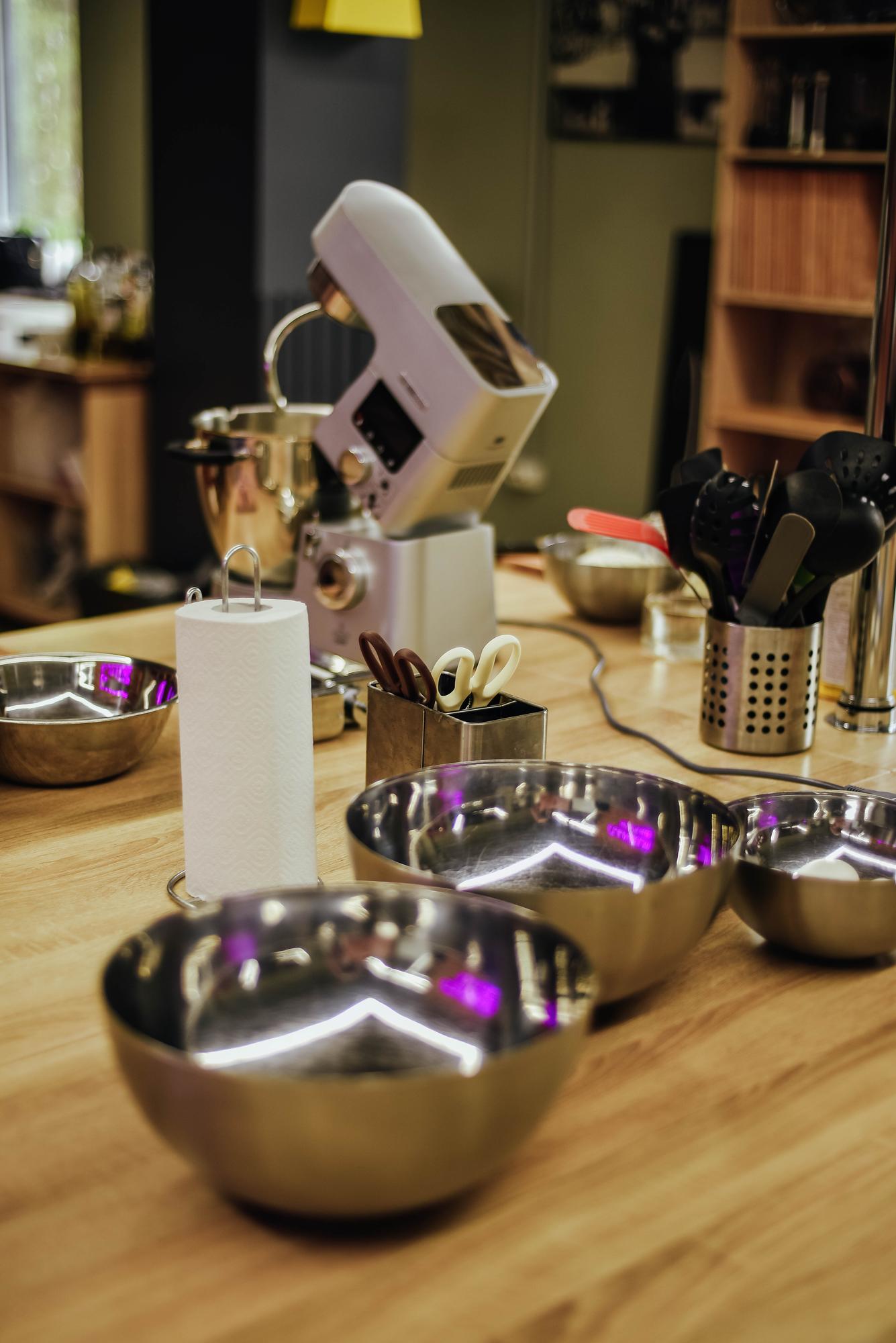 Compact atelier kitchen workspace with tools